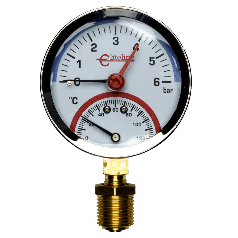 Термоманометр 6 bar, 80 mm