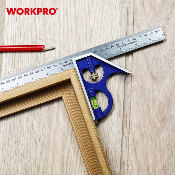 Угольник комбинированный с уровнем 300мм WORKPRO (алюминиевый) WP264002