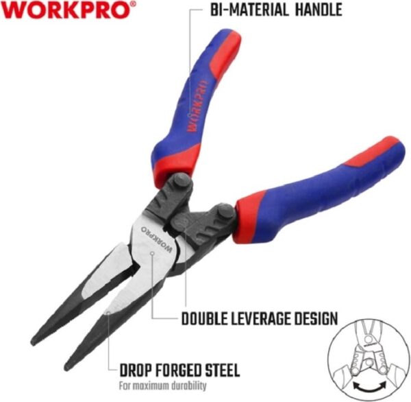 Длинногубцы 200мм (8 дюймов) для тяжелых работ WORKPRO WP231088