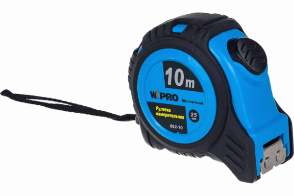 Рулетка АВТОСТОП WIPRO 10м*25мм,АБС-пластик+резина,одност..размет.,нейлон.покр.,магнит.упор.062-10