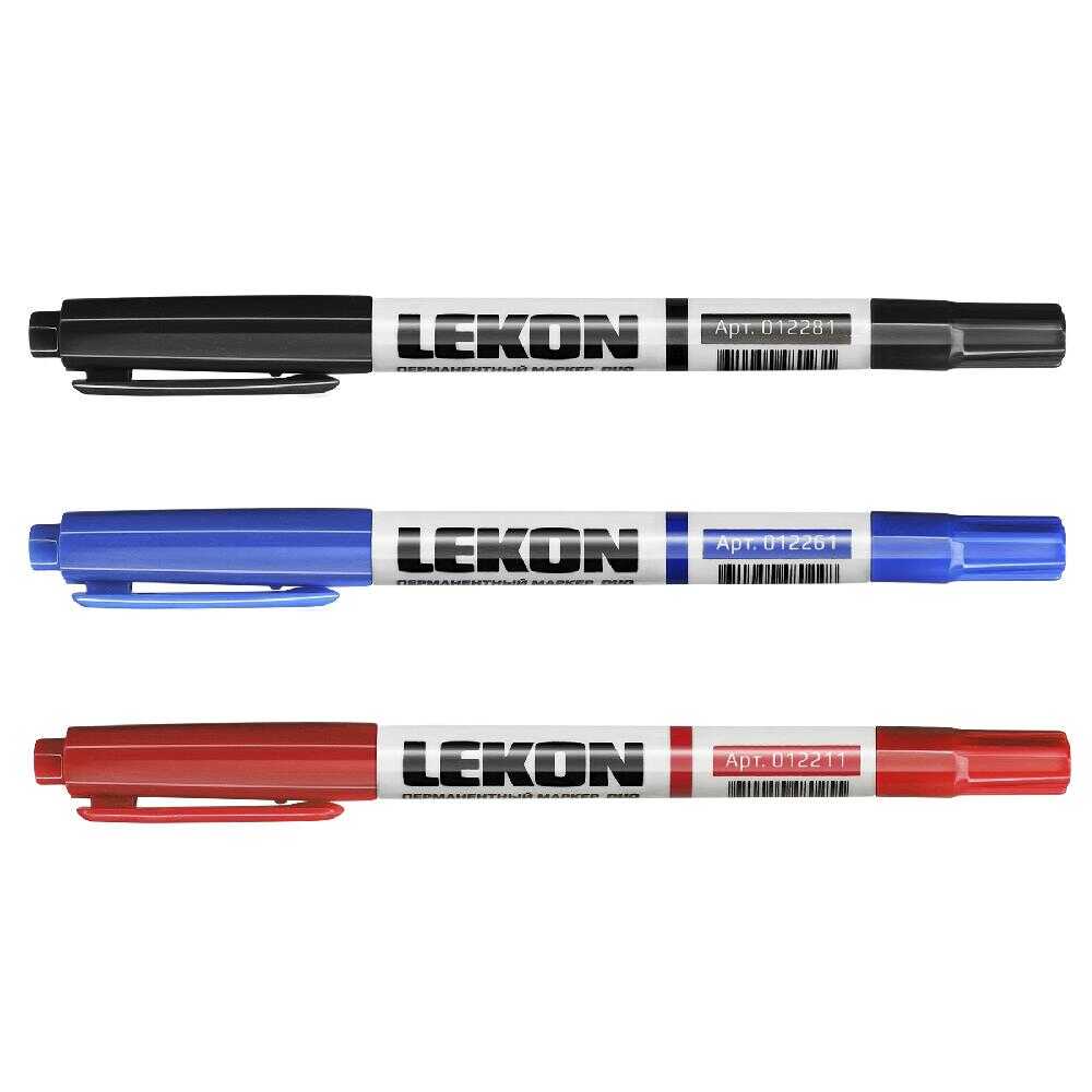 Маркер LEKON DUO перманентный двухсторонний 12/144/1728 ЧЁРНЫЙ 012281