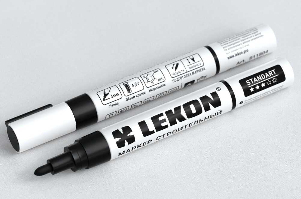 Маркер LEKON Standart с нитроэмалью 12/144/1296 ЧЁРНЫЙ 011804