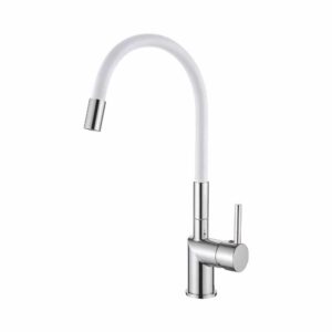 V847898-3 Смеситель для кухни с силиконовым изливом Цвет: белый+хром