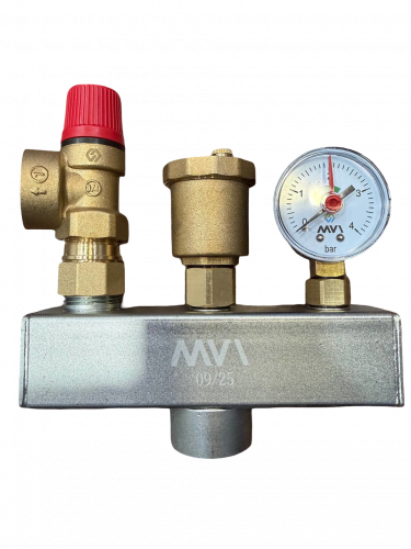 SE.512.06 Группа безопасности котла MVI 1" с манометром, предохран. клапаном и автомат. воздухоотв.