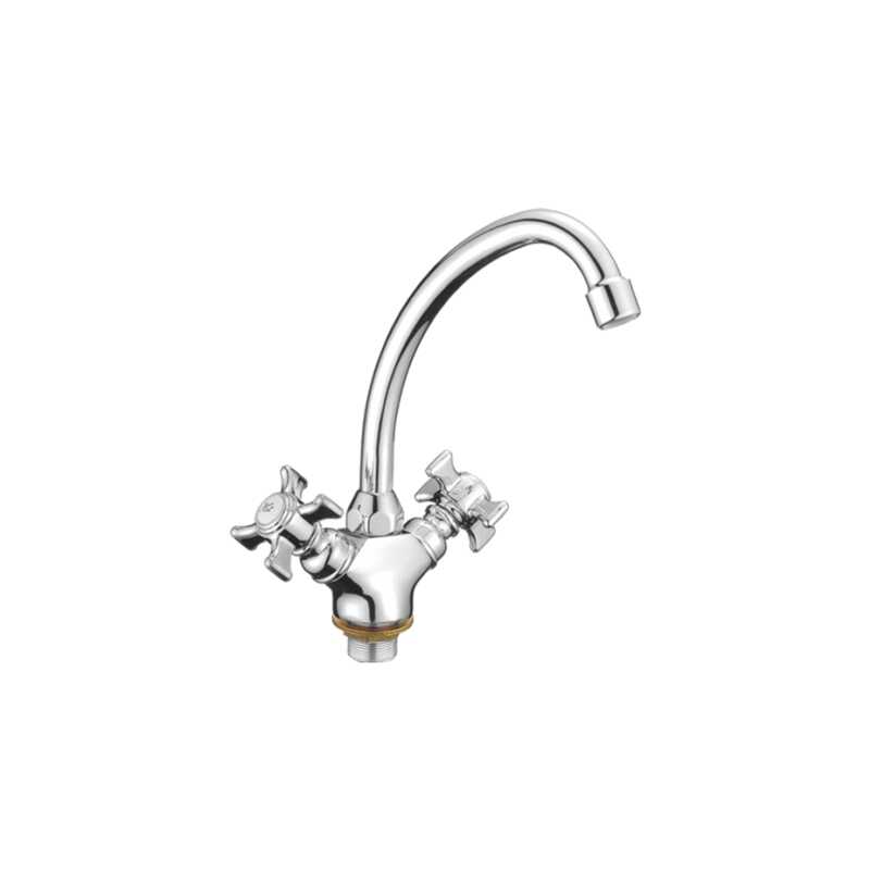 A4670 Смеситель для кухни с гайкой,с двумя рукоятками.Хром.