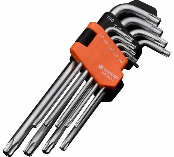 540604 Набор ключей имбусовых шестигранных TORX, 18 см., CrV,  9 шт.// HARDEN