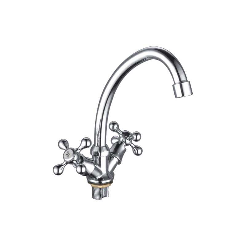 A4676 Смеситель для кухни с гайкой,с двумя рукоятками.Хром.