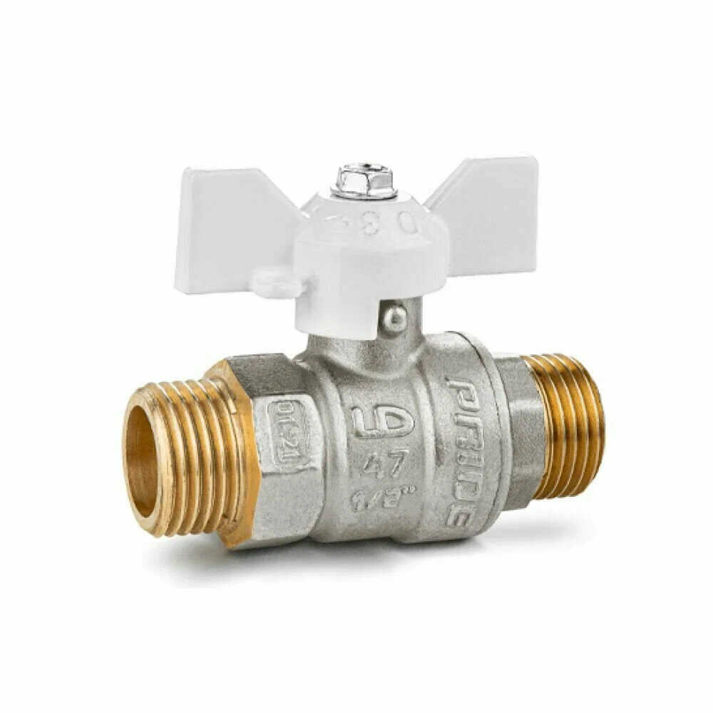 Кран шаровой латунный LD Pride 47.20.Н-Н.Б Ду 20 Ру 40 бабочка (white) (18)