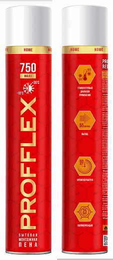 Пена монтажная PROFFLEX 750 MAXI бытовая Пена монтажная PROFFLEX 750 MAXI бытовая