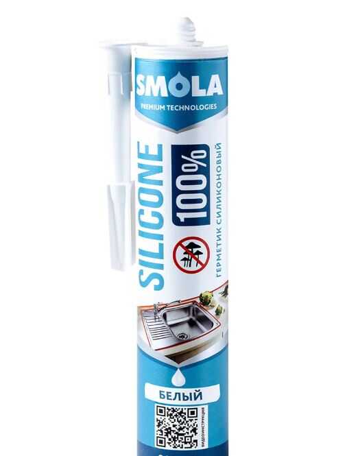 Герметик санитарный SMOLA SILICONE 100% белый 280 мл. Герметик санитарный SMOLA SILICONE 100% белый 280 мл.