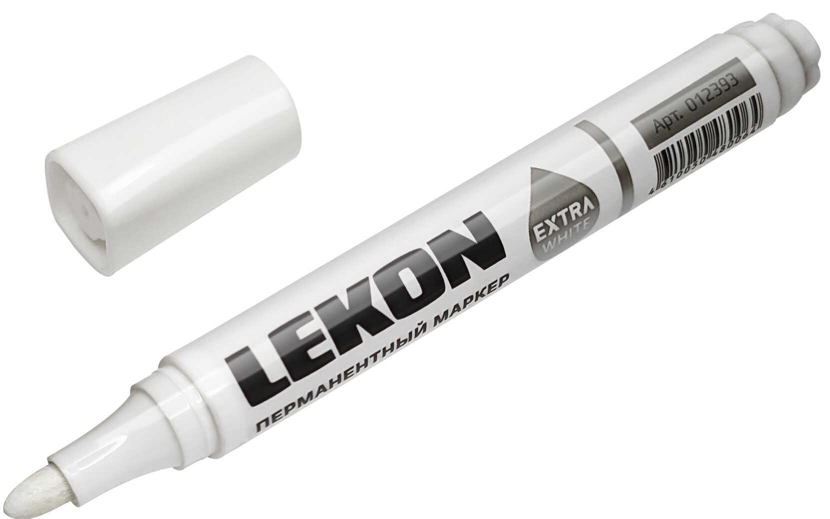 Маркер LEKON EXTRA WHITE перманентный БЕЛЫЙ 10/60/1200 012393