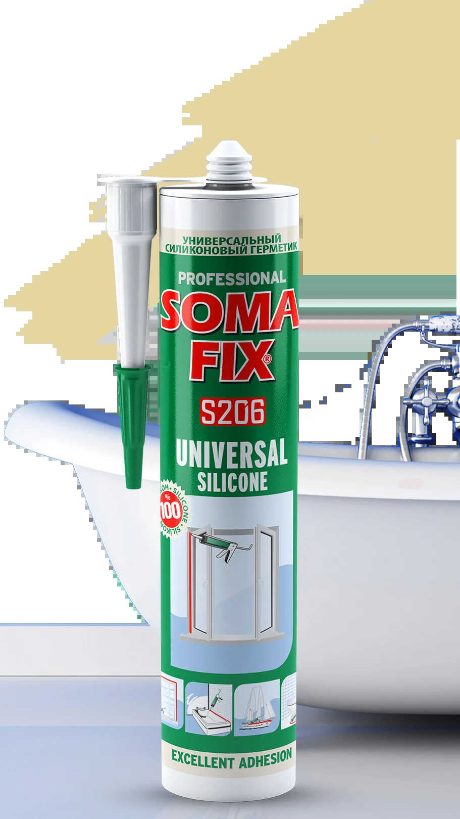 SOMA FIX Герметик силиконовый универсальный (бежевый), 280 мл. SOMA FIX Герметик силиконовый универсальный (бежевый), 280 мл.