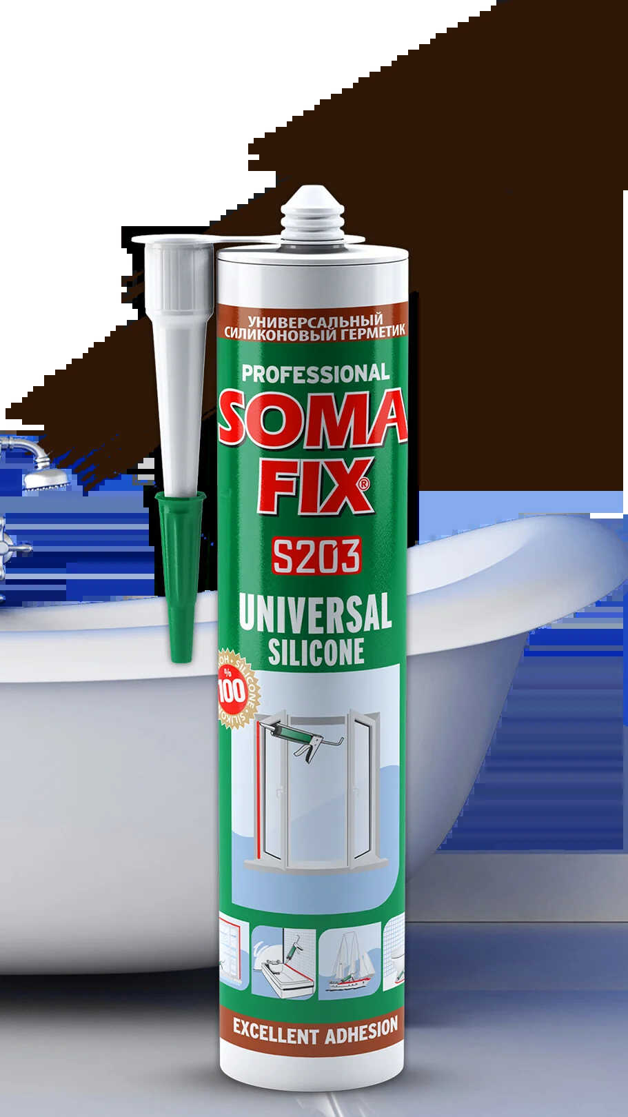SOMA FIX Герметик силиконовый универсальный (коричневый), 280 мл. SOMA FIX Герметик силиконовый универсальный (коричневый), 280 мл.